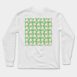 Pink Yellow Frangipani Flower Pattern Long Sleeve T-Shirt